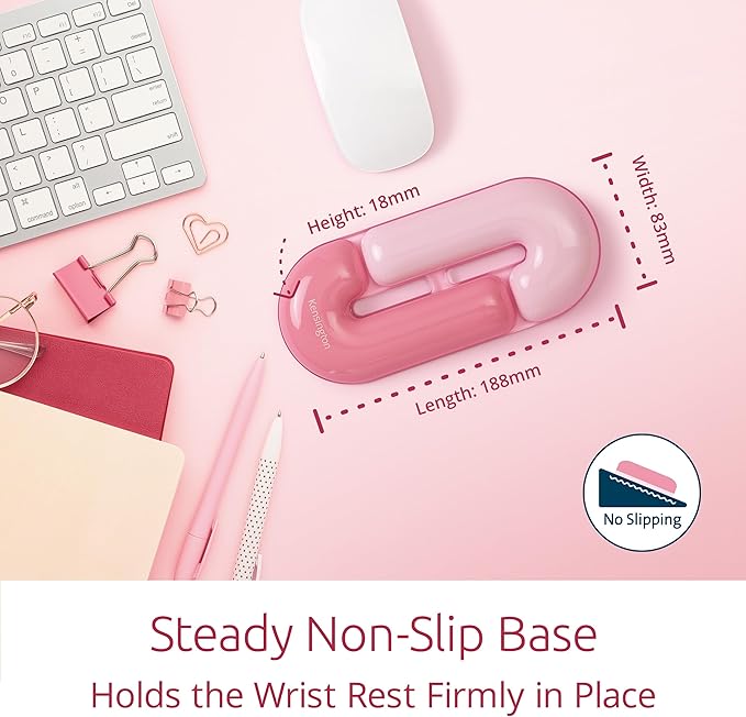Kensington Gel Mouse Wrist Rest Support Cushion for Mice & Trackballs, Duo Gel Ergonomic Mouse Wrist Support for Pain Relief, Comfortable Non-Skid, Loop Pink 7.4" x 3.27" x 0.7" K62828WW