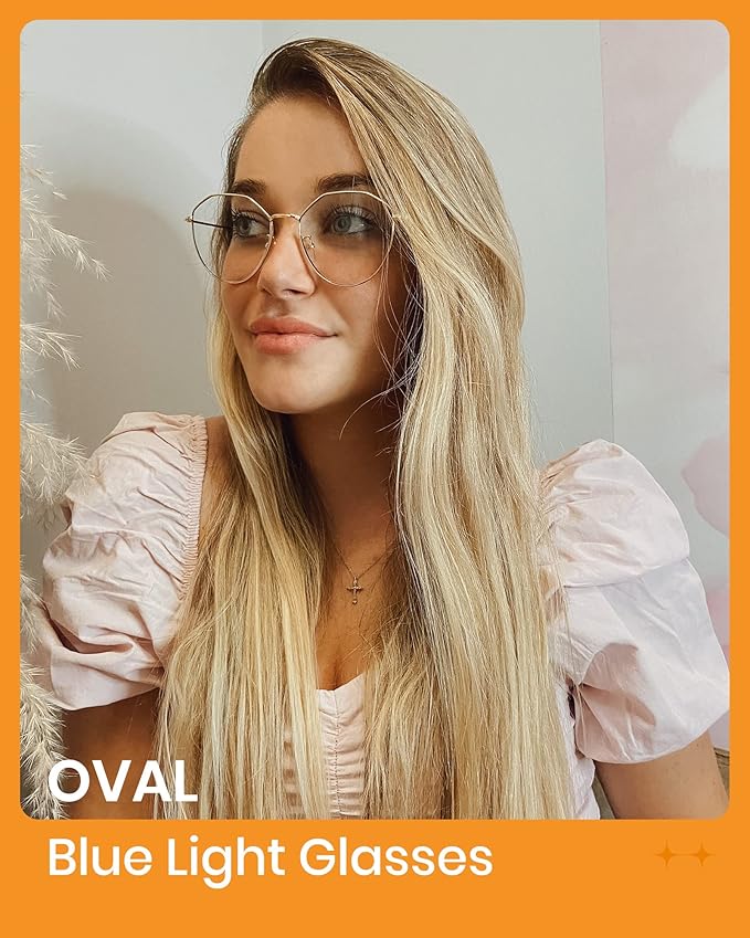 Cyxus Blue Light Glasses for Men and Women, Round Metal Frame Computer Eyeglasses for Office, Gaming, Reading 8090