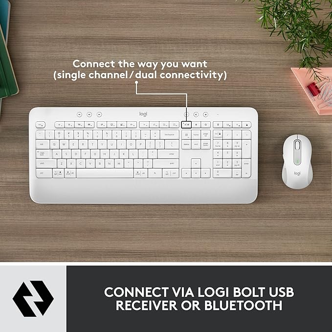 Logitech Signature MK650 Combo for Business, Wireless Mouse and Keyboard, Logi Bolt, Bluetooth, SmartWheel, Globally Certified, Windows/Mac/Chrome/Linux - Off-White
