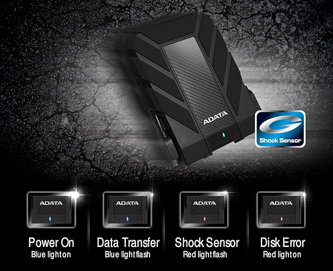 ADATA HD710 Pro - 4 TB External Hard Drive - Shockproof, Waterproof & Dustproof - Durable Storage - For Gamers, Students & Professionals - Mac, PC & Linux Compatible - Black - AHD710P-1TU31-CBK