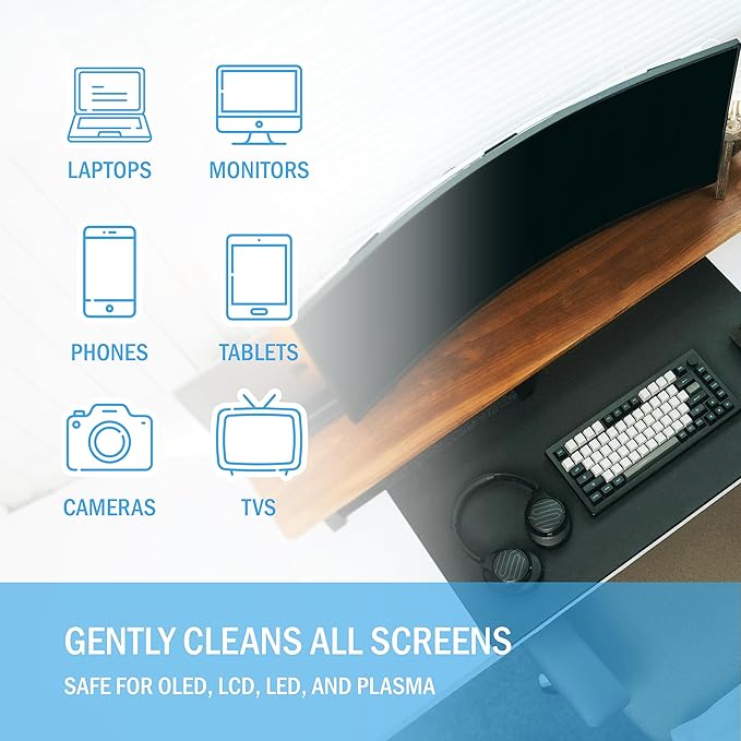Bryson Screen Cleaner Spray and Wipe Kit - Safe for LED, LCD, OLED, Smart TV, Monitor, Laptop, Computer, Car Display - 16oz with Microfiber Cloth
