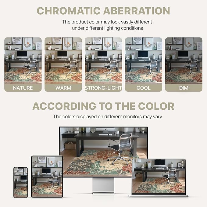 48"x60" Office Chair Mat for Hardwood Tile Floor, Under Desk Carpet Protector for Rolling Computer Chair Mat, Machine Washable Area Rug, Anti-Slip 1/5" Thick Low Pile Thin Vinyl Floor Mat, Terracotta