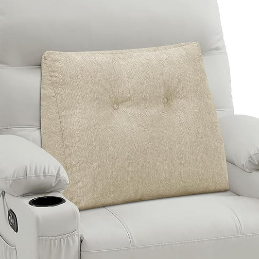 TANYOO Back Support Pillow for Recliner Soft Dual Layer Lumbar Support Pillow with Shredded Memory Foam Ergonomic Orthopedic Couch Lumbar Cushions for Elderly Lower Back Pain Relief Khaki