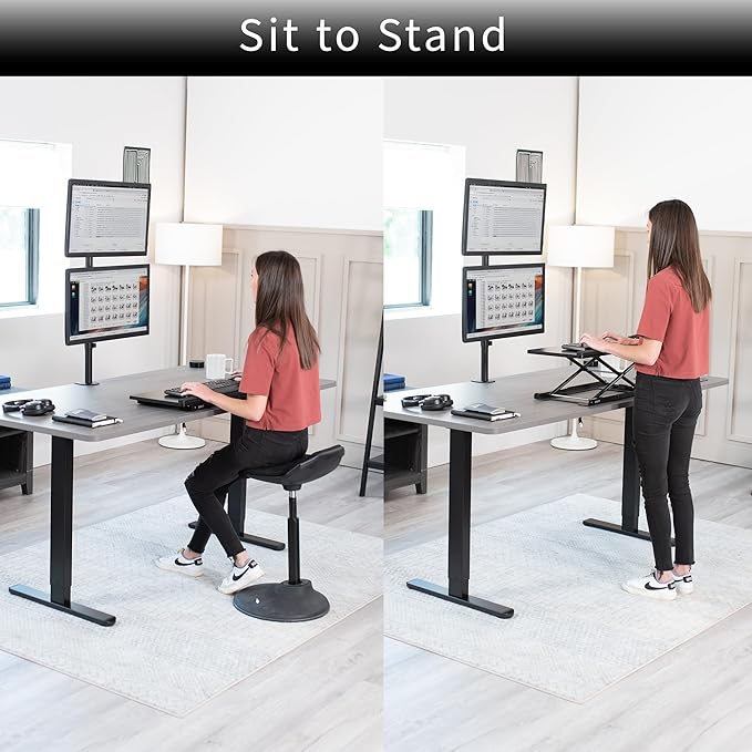 VIVO Black Single Top 27 inch Heavy-Duty Scissors Lift Keyboard and Mouse Riser, Designed for Ergonomic Sit Stand Workstations, DESK-V000P
