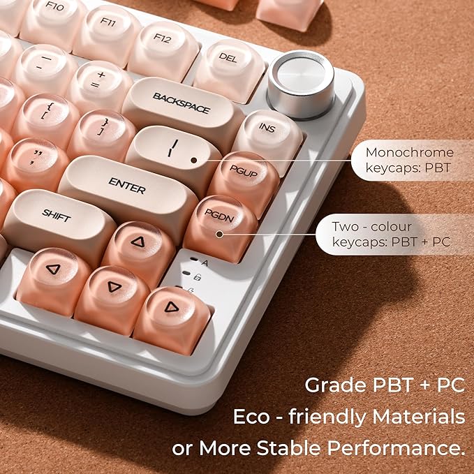 OHY PBT Keycaps, XVX Pink Jelly Foundation HOA Profile, 132-Key Cute Custom Keycaps (for Mechanical Keyboards with Cherry/Gateron MX Switches)-Flesh Pink（ONLY KEYCAPS）
