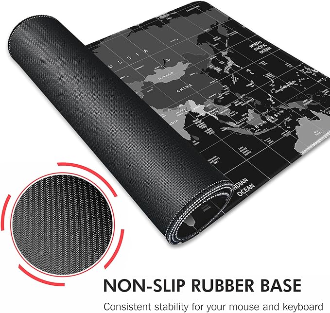 Galdas Mouse Pad for Gaming,XXL XL Large Mouse Mat Long Extended Mousepad Desk Mat Non-Slip Rubber Mice Pads Stitched Edges Thin (31.5 x 11.8 x 0.12 Inches),World Map Background