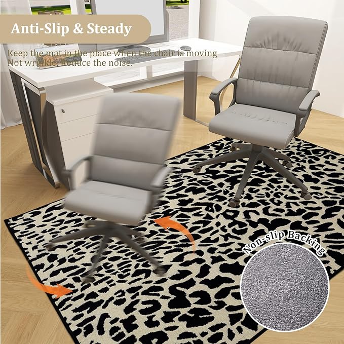 Office Chair Mat for Hardwood Floor, 48"x36" Easy Glide Computer Desk Mat Protector for Rolling Chair Under Desk Rug Nonslip Backing, Machine Wash, (Modern)