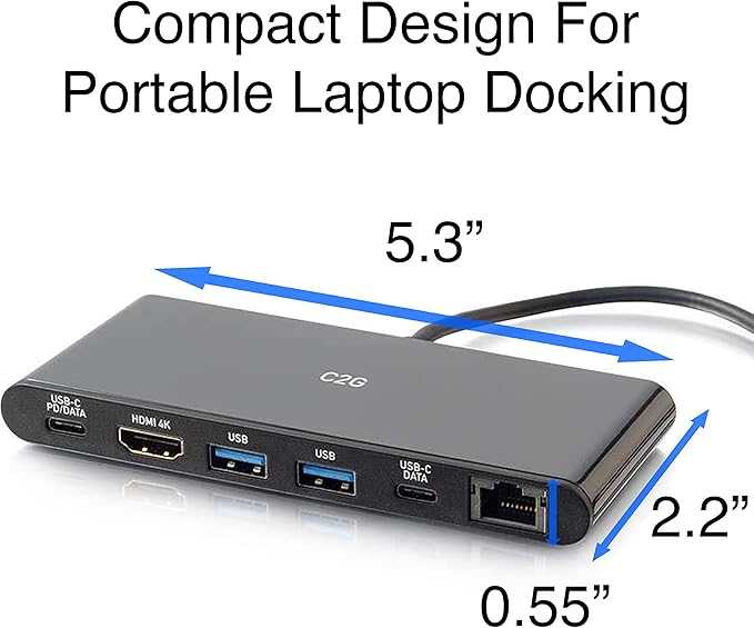 USB-C® 6-in-1 Mini Docking Station with HDMI®, Ethernet, USB and Power Delivery up to 60W - 4K 30Hz
