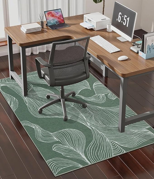 chakme Office Chair Mat for Hardwood Floor, 48"x36" Easy Glide Computer Desk Mat Protector for Rolling Chair Under Desk Rug Nonslip Backing, Machine Wash, (Leaf)
