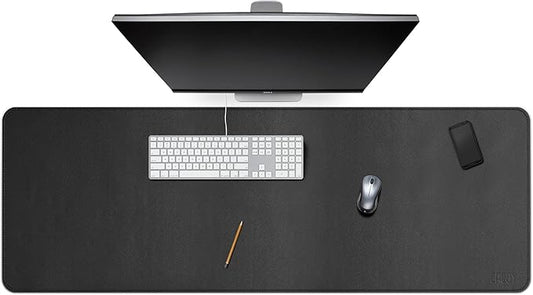 Cacoy 59" x 20" Leather Desk Mat Desk Pad Blotter, Extra Large Desk Cover Mat Protector & Large Gaming Mouse Pad, Waterproof PU Leather Computer Keyboard Mat Desk Accessories for Office & Home, Black