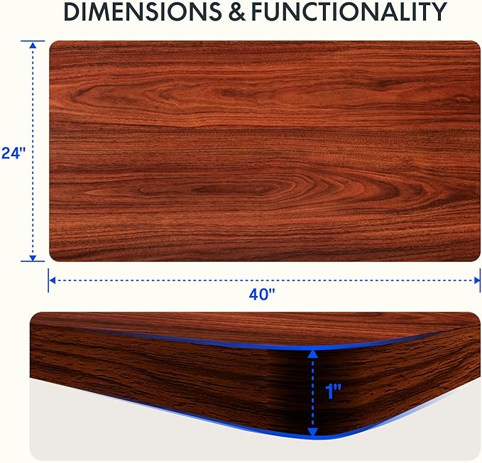 FLEXISPOT Whole Piece 40"x24" Desktop 1" Thickness Height Adjustable Desk Rectangular Tabletop Mahogany Board (42INCH Mahogany Top)
