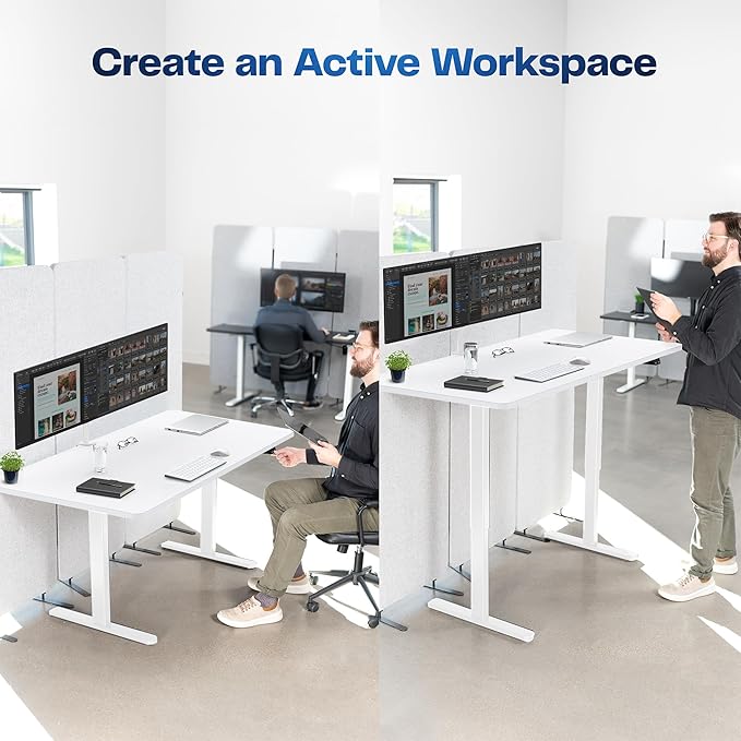 VIVO Electric 60 x 30 inch Stand Up Desk, Height Adjustable, White Top White Frame, Home and Office Furniture Sets, DESK-KIT-0W6W
