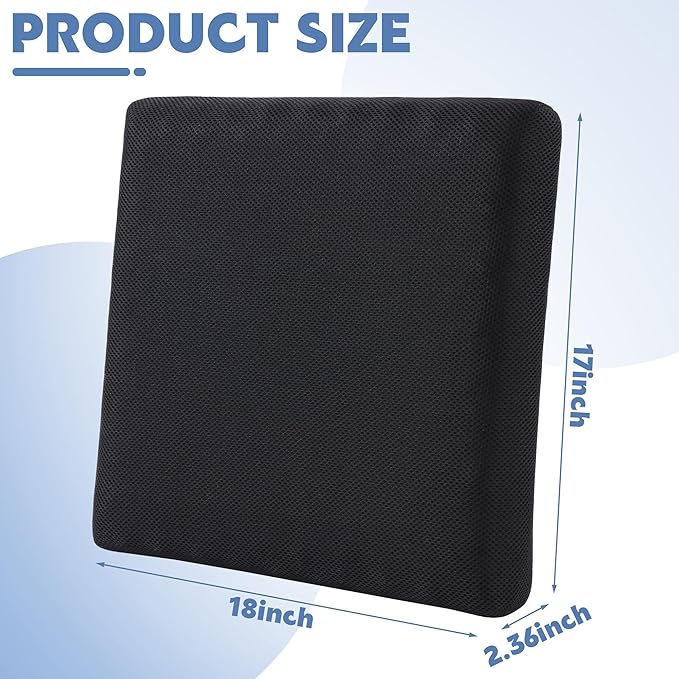 MABOZOO Wheelchair Back Cushion, 18"x17"x2.4" Lumbar Support Pillow for Wheelchair Removable Washable Provide Support Relieve Pain