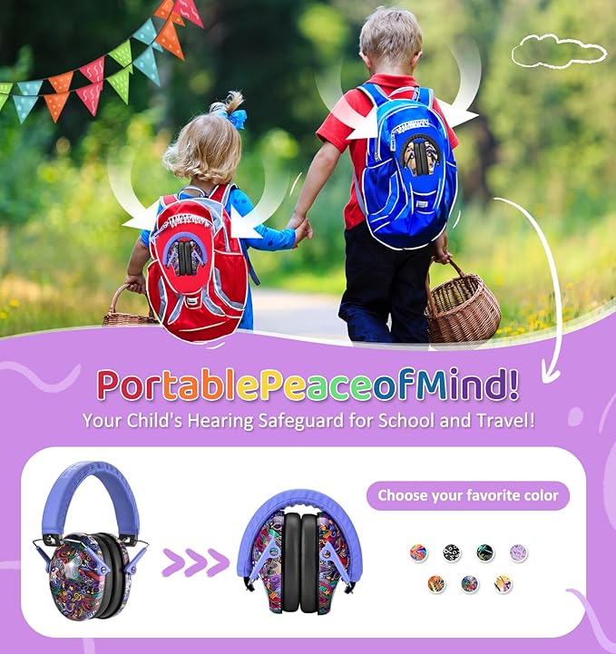 PROHEAR ROHEAR 032 Kids Ear Protection Safety Muffs, NRR 25dB Noise Blocking Earmuffs for Monster Trucks, Autism, Studying, Protective Ear Defenders for Toddler Children Teens - SYMBOL MUSIC
