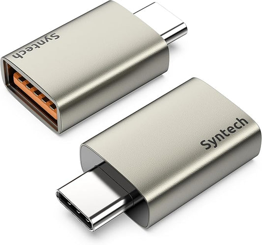 Syntech USB C to USB Adapter, 10Gbps USB3.2 Gen 2 Fit Side by Side, Type C Male to A 3.2 Female Adapter Compatible with iPhone 17e 17 Pro Max/iPad/iMac/MacBook Pro & Thunderbolt 4/3 Devices, Starlight
