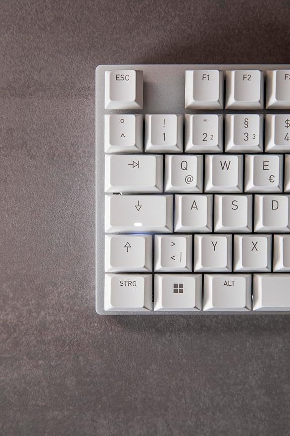 Cherry KC 200 MX, Wired Mechanical Office Keyboard, Modern Design with Elegant Aluminum Surface, USB-A Connection, MX2A Brown Switches, White/Silver