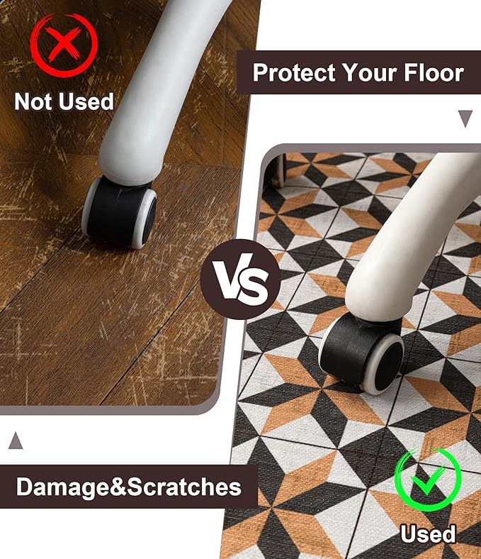 chakme Office Chair Mat for Hardwood Floor, 60"x45" Easy Glide Computer Desk Mat Protector for Rolling Chair Under Desk Rug Nonslip Backing, Machine Wash, (Plaid)