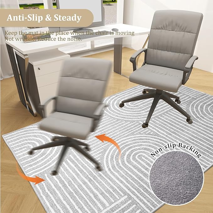 Office Chair Mat for Hardwood Floor, 72"x48" Easy Glide Computer Desk Mat Protector for Rolling Chair Under Desk Rug Nonslip Backing, Machine Wash, (Modern)