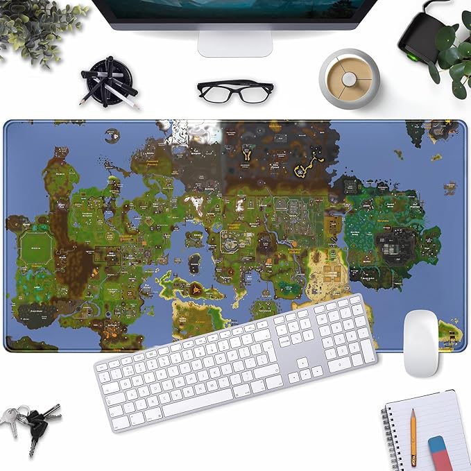 Old School Desk Mat World Map Mouse Keyboard Pad, Gaming Desk Pad Mat XXL Big Mouse Pad Tabletop Game Gift, Laptop Computer Keyboard Pad with Stitched Funny Extra Large Mouse Pad 31.5x15.7 in