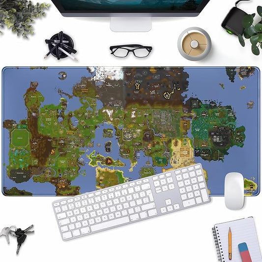 Old School Desk Mat World Map Mouse Keyboard Pad, Gaming Desk Pad Mat XXL Big Mouse Pad Tabletop Game Gift, Laptop Computer Keyboard Pad with Stitched Funny Extra Large Mouse Pad 31.5x15.7 in