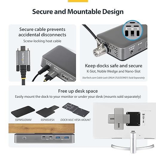 StarTech USB-C Docking Station Dual 4K 60Hz DisplayPort, 100W Power Delivery Charging, 6 USB Ports (10Gbps), Gigabit Ethernet, Driverless Windows Professional Laptop Dock (201N-USBC-DOCK)