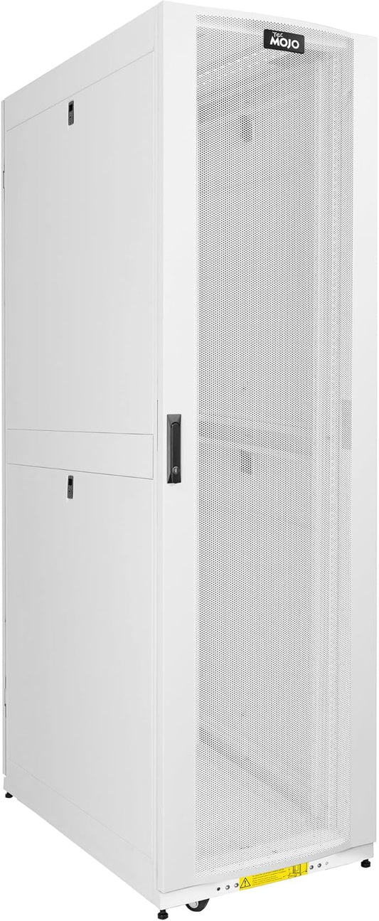 Tecmojo 45U Server Rack Cabinet - PRE-Assembled 24inch Width 48inch Depth IT Network Equipment Cabinet Rack Enclosure with Casters - 3000lbs Weight Capacity(06White)