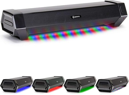 ENHANCE Gaming Attack Sound Bar PC Speaker - Under Monitor Soundbar Computer Speaker with Loud 40W Hi-Fi Audio, 3 LED Color Modes, and Dual Inputs for PC, Laptop, or Phone AUX