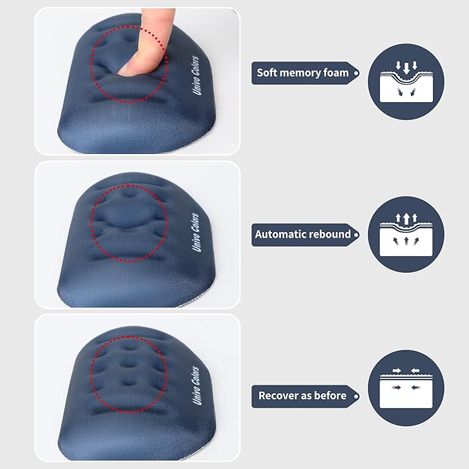UnivoColors Navy Superfine Memory Foam Wrist Rest Soft Gel Ergonomic Mouse Pad Wrist Support for Mouse, Gaming, Computer, Laptop, Office