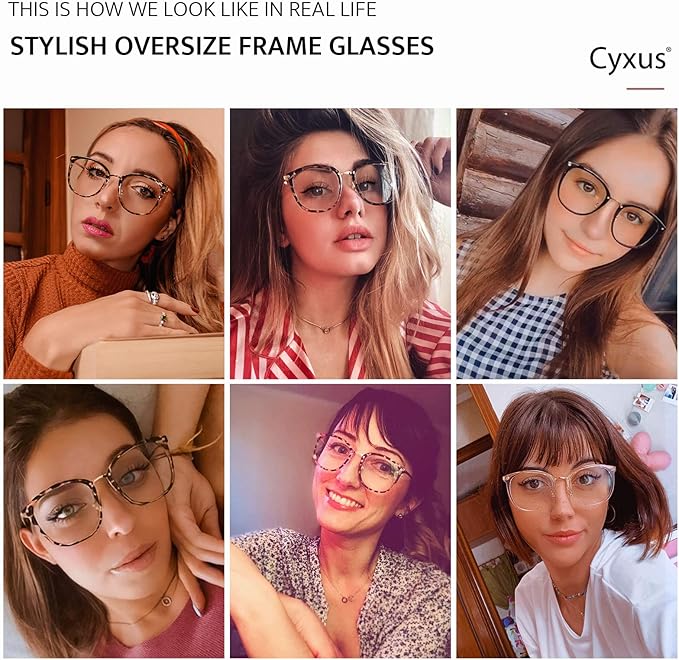 Cyxus 2 Pack Blue Light Glasses for Women, Blue Light Blocking Computer Eyeglasses for Woman Anti Eye Strain Glasses Reduce Headaches