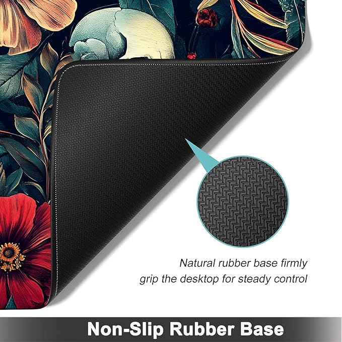 Large Mouse pad and Keyboard Support Set, Ergonomic Memory Foam Keyboard Wrist Rest, Extended Gaming Mouse Pad with Stitched Edges, Skeleton Zone XXL Desk Mat (31.5 X 11.8 in)