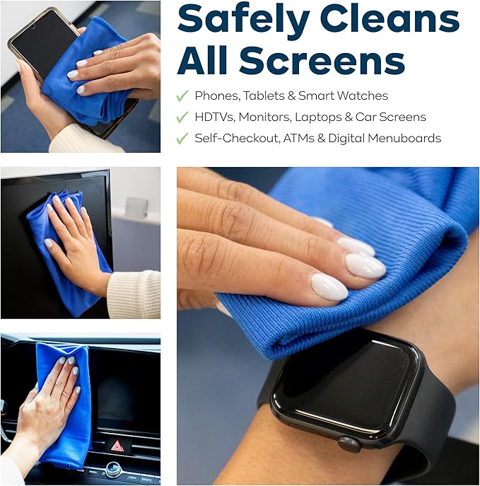 KICTeam – CrystalVu® Screen Cleaner Spray Kit with Microfiber Cloth – Streak-Free Cleaner for TV, Phone, Laptop, Monitor & Tablet Screens (16oz)