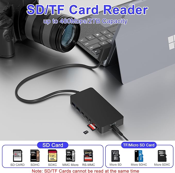 12 in 1 New Surface Docking Stationg, Triple Displays VGA + Dual 4k@30hz HDMI, Surface Dock for Surface Pro 11/10/9/8/X/7/6/5/4/3, Surface Laptop, Surface Laptop Go, Surface Go Dock, Surface Book Dock