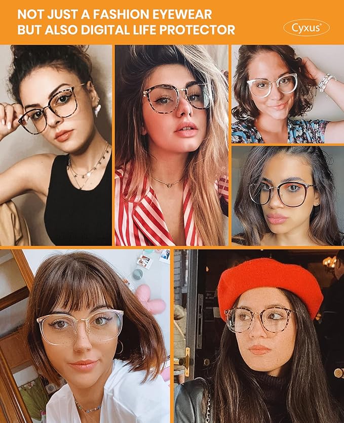 Cyxus 4 Pack Blue Light Glasses for Women, Anti Blue Light Eyeglasses for Woman Reduce Eye Fatigue Eyewear and Headaches