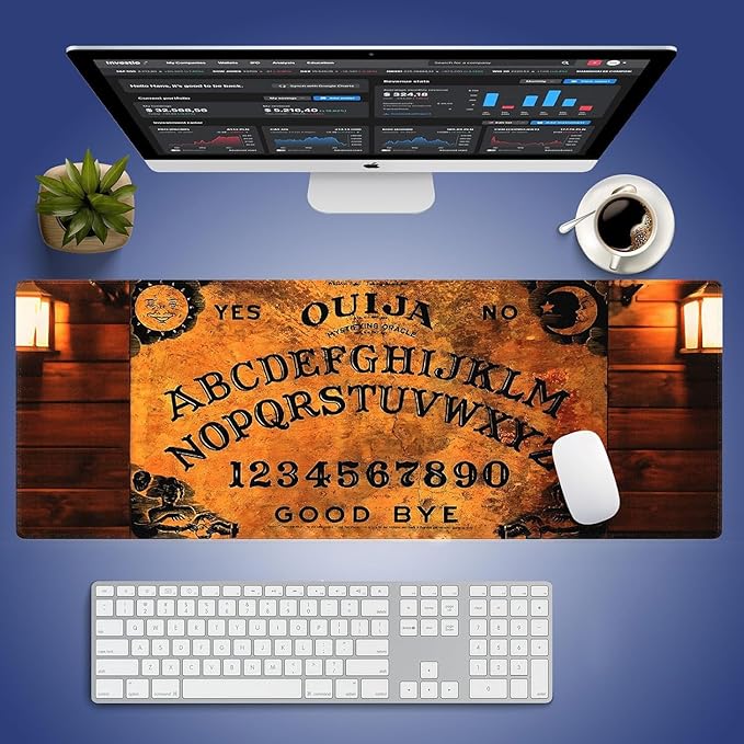 Wknoon. Extra Large Gaming & Office Mouse Pad (31.5" x 11.8") – Vintage Ouija Board, Premium Anti-Slip XXL Desk Mat with Durable Stitched Edges