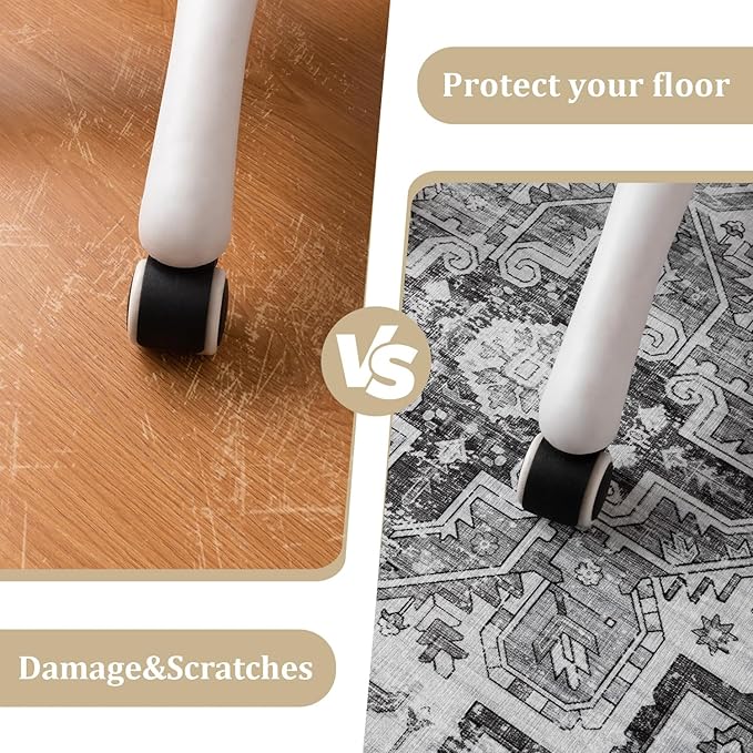 chakme Office Chair Mat for Hardwood Floor, 48"x36" Easy Glide Computer Desk Mat Protector for Rolling Chair Under Desk Rug Nonslip Backing, Machine Wash, (Boho)