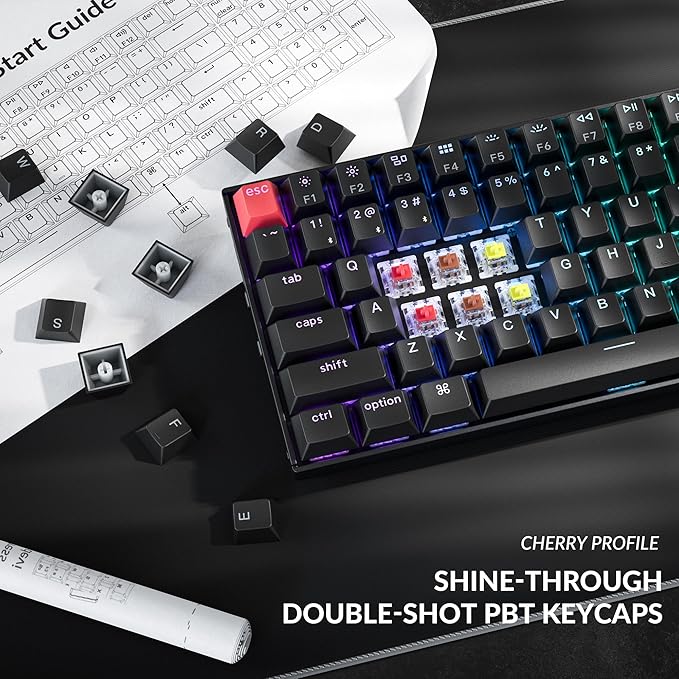Keychron K4 96% Layout QMK Wireless and Wired Options Mechanical Keyboard Super Banana Switch, RGB Backlight with Shine-Through Double-Shot PBT Keycaps for Mac Windows - Version 3