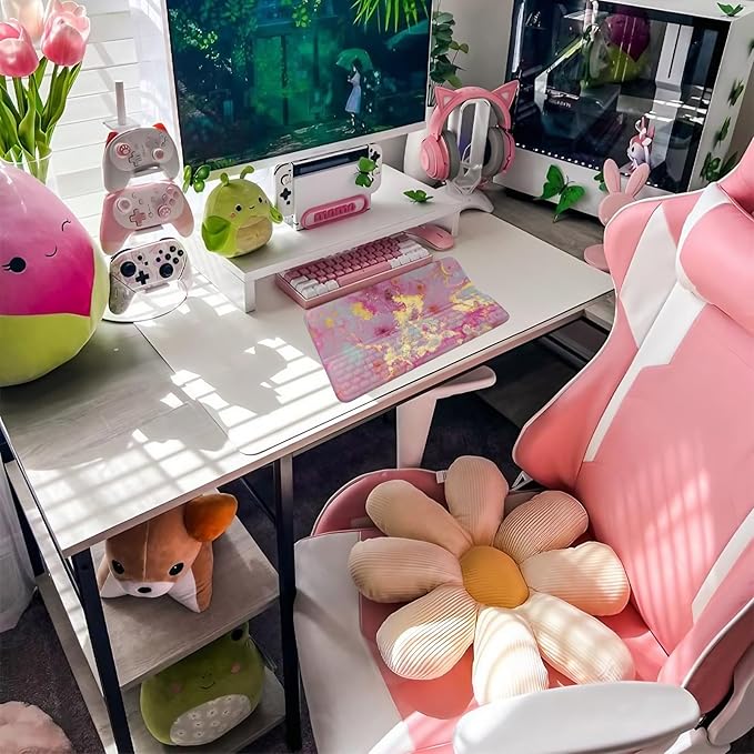 Keyboard Stand with Wrist Rest Pink Keyboard Pad with Wrist Support Marble Keyboard Wrist Rest for Computer Keyboard Stand for Desktop Ergonomic Keyboard Tilt Riser for Desk Office Home Gaming Room