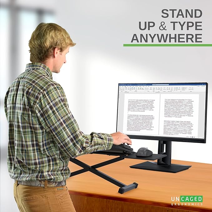 Uncaged Ergonomics KT3 Computer Keyboard Stand & Riser for Desk, Adjustable Raised Wrist Friendly Keyboard Stand Tray & Mouse Stand Lift Negative TIlt