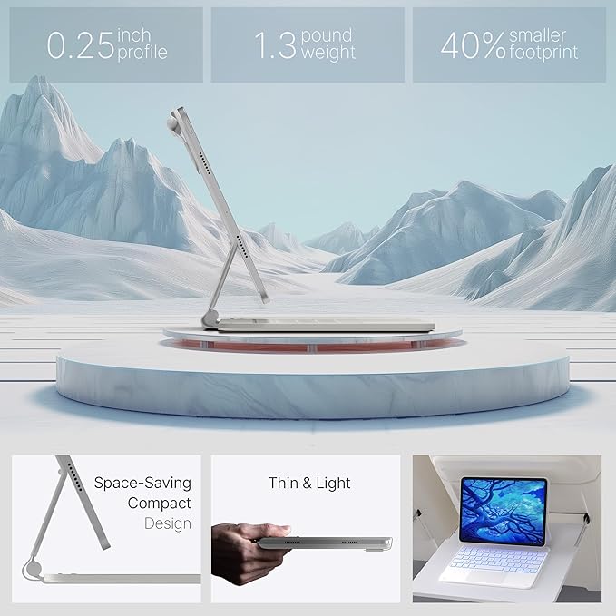 typecase Edge Keyboard Case for iPad 11th Gen A16 (2025) & 10th Gen 10.9" (2022) – Multi-Touch Trackpad, 11-Color Backlit Magic-Style Keyboard – Floating Magnetic Stand, Pencil Holder – Ivory White