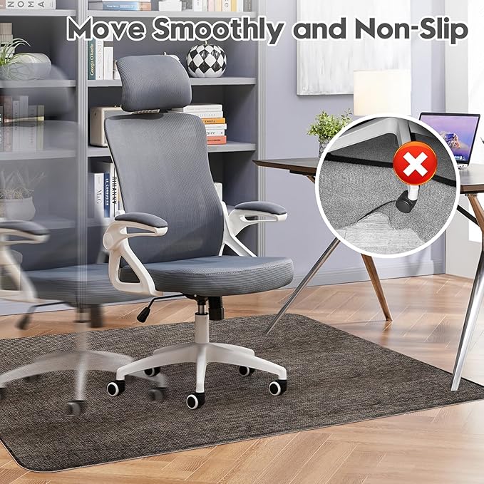 Sycoodeal Office Chair Mat for Hardwood & Tile Floor,Computer Gaming Chair Mat for Rolling Chairs Non-Curve, Anti-Slip, Heavy Duty Floor Protector for Home Office,Dark Coffee (36" x 55")