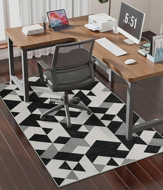 chakme Office Chair Mat for Hardwood Floor, 48"x36" Easy Glide Computer Desk Mat Protector for Rolling Chair Under Desk Rug Nonslip Backing, Machine Wash, (Geometry)