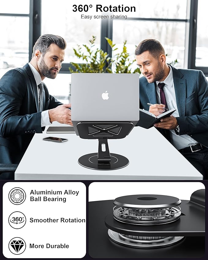 Ultra-Stable Laptop Stand for Desk with Larger Base, Desktop Organizer, Military-Grade Aluminum Anti-Loosening Structure - Height Adjustable Printer Stand Suitable for 10-17.3 inch