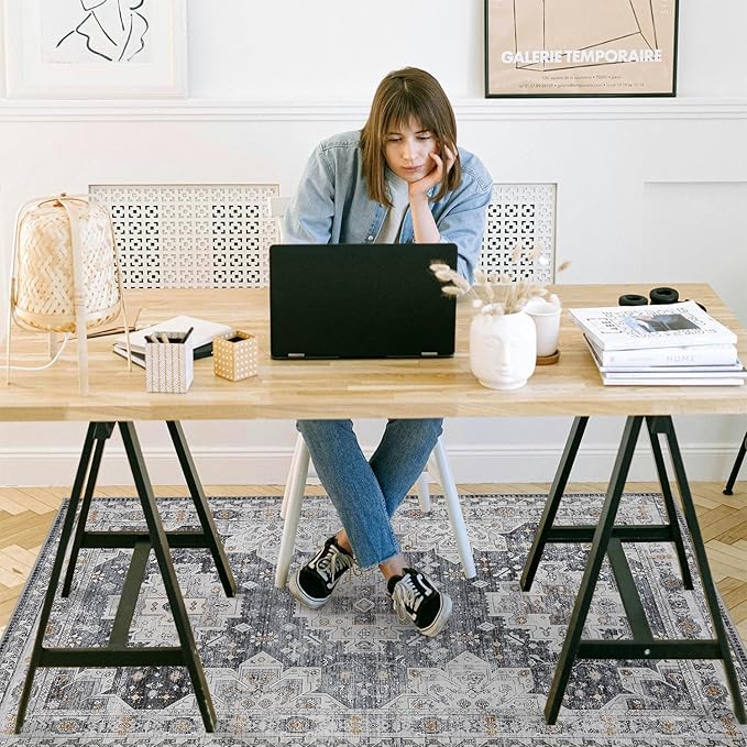 chakme Office Chair Mat for Hardwood Floor, 48"x36" Easy Glide Computer Desk Mat Protector for Rolling Chair Under Desk Rug Nonslip Backing, Machine Wash, (Boho)