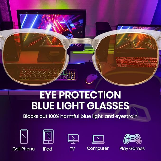 Cyxus Orange Blue Light Blocking Glasses for Men Women Gaming Glasses Redece Eye Strain Sleep Better 8056Z76