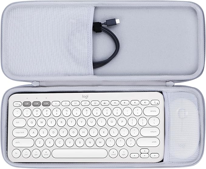 Lebakort Hard Carry Case Compatible with Logitech Pebble Keys 2 Combo K380s K380 Keyboard + M350 Pebble Mouse Combo (Off White Case)