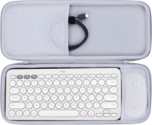 Lebakort Hard Carry Case Compatible with Logitech Pebble Keys 2 Combo K380s K380 Keyboard + M350 Pebble Mouse Combo (Off White Case)