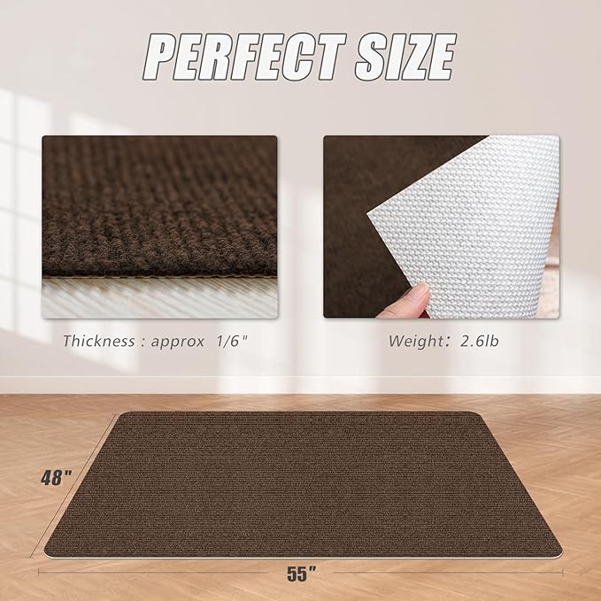 Sycoodeal Office Chair Mat for Hardwood Floor,Office Computer Gaming Chair Mat for Tile Floor,Large Floor Protector Rug,Anti-Slip,Easy to Clean,Coffee(48"x55")