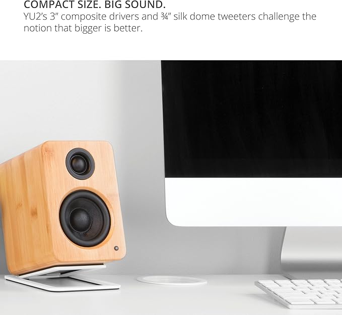 Kanto YU2MB PC Gaming Desktop Speakers | 3" Composite Drivers | 3/4" Silk Dome Tweeter | Class D Amplifier | 100 Watts | Built-in USB DAC | Subwoofer Output | Pair | Matte Black