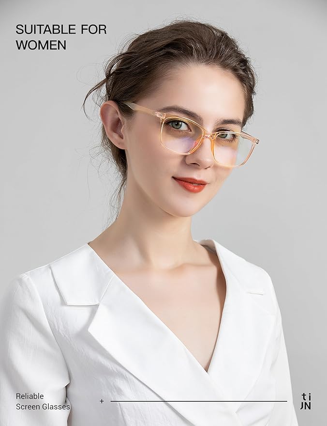 TIJN Sleep Glasses for 99.9% TR90 Blue Green Light Blocking Dual AR Coatings Red Lens for Computer Gaming Reduce Eyestrain, Crystal Orange