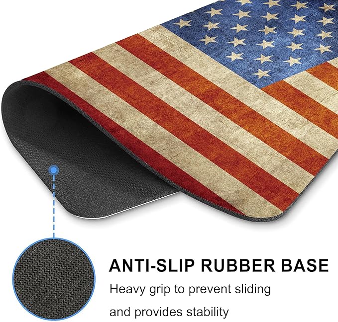 American Flag Mouse Pad Patriotic Rustic USA National Rectangular Cute Laptop Table Mousepad Desk Computer PC Medium Gaming Office Non Slip Fashion Wireless Mat Washable Travel Decor Accessory